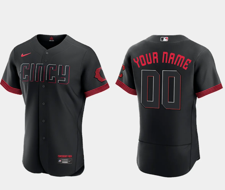 Youth Black Cincinnati Reds Active Player Custom 2023 City Connect Flex Base Stitched Baseball Jersey